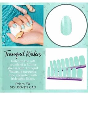 Color Street nail polish strips tranquil waters FMG261 mint green speckles NIP